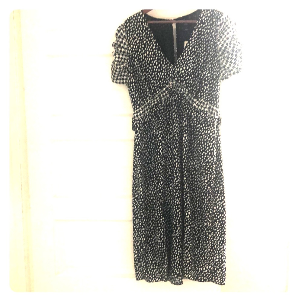 Mixed print back slit midi dress